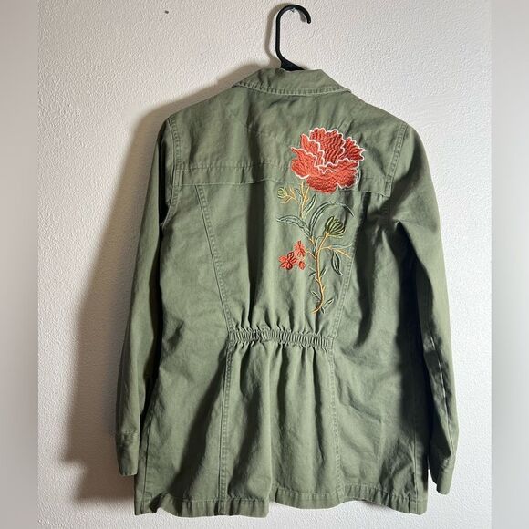 Christopher & Banks Embroidered Floral Utility Jacket Size Small Boho - Picture 5 of 6
